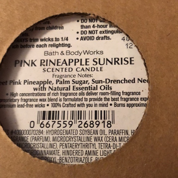 NIB Bath & Body Works Pink Pineapple Sunrise Candle 14.5 0z - Picture 3 of 3